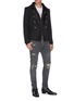 Figure View - Click To Enlarge - BALMAIN - 'Destroy' distressed rib panel jeans