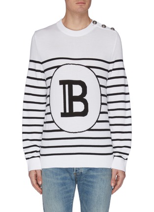 Main View - Click To Enlarge - BALMAIN - 'Mariniere' stripe button embellished sweater