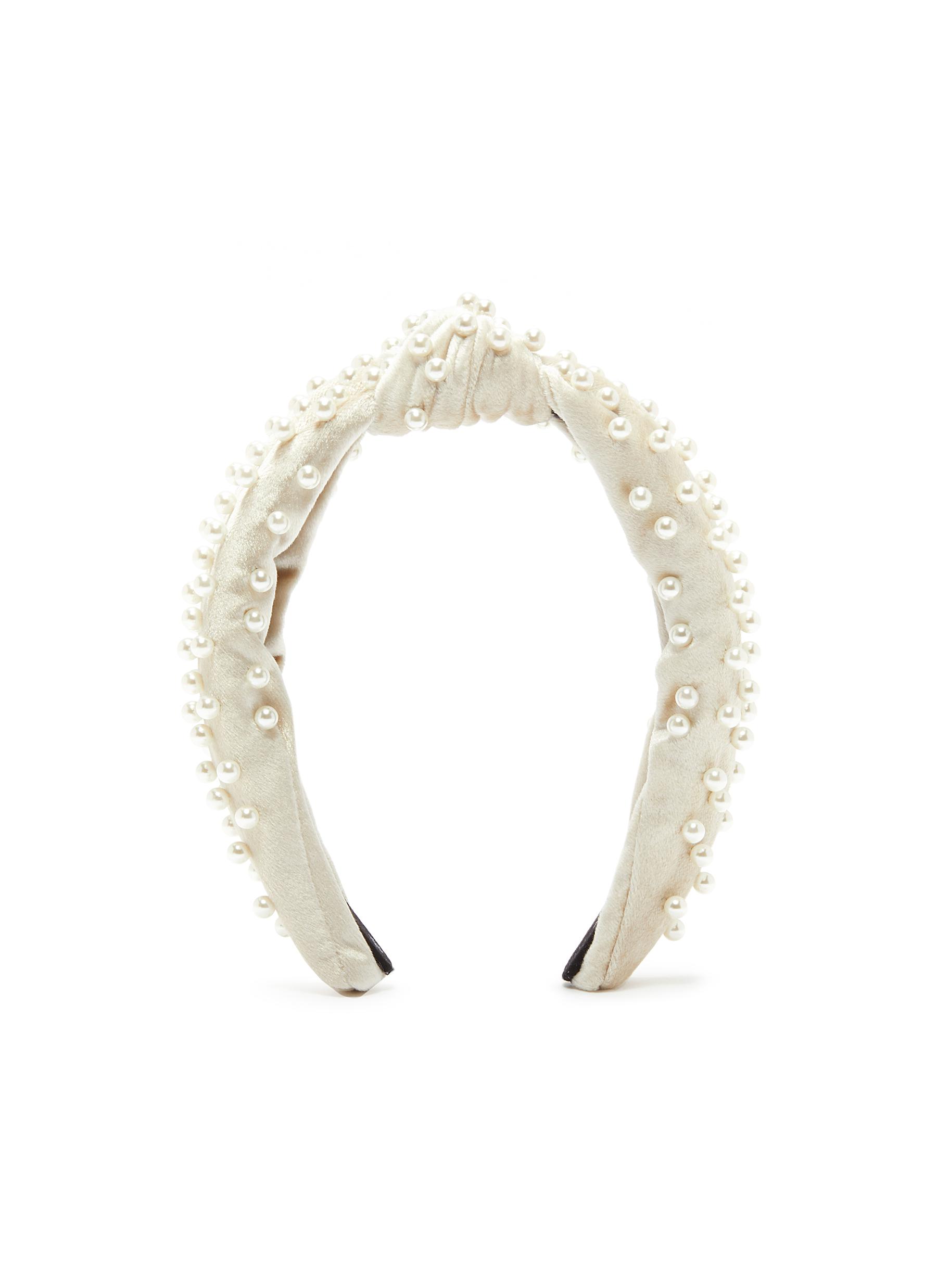 LELE SADOUGHI Faux Pearl-Embellished deals Knotted Velvet Headband