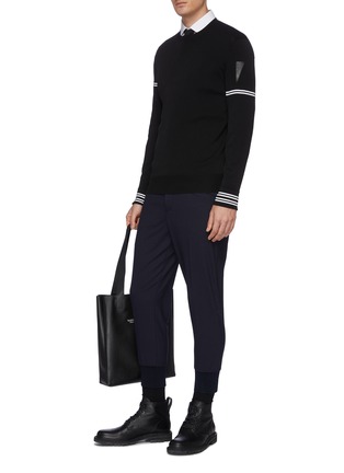 Figure View - Click To Enlarge - NEIL BARRETT - Contrast stripe crewneck sweatshirt