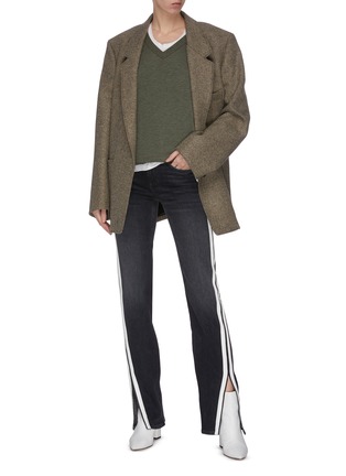 Figure View - Click To Enlarge - RAG & BONE - 'Cate' contrast panel slit hem skinny jeans