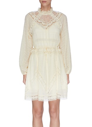 Main View - Click To Enlarge - ZIMMERMANN - 'Sabotage' lace-embroidered ruffled mini dress