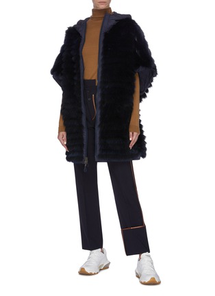 Figure View - Click To Enlarge - GEMMI - Flare sleeve reversible hooded fox fur jacket