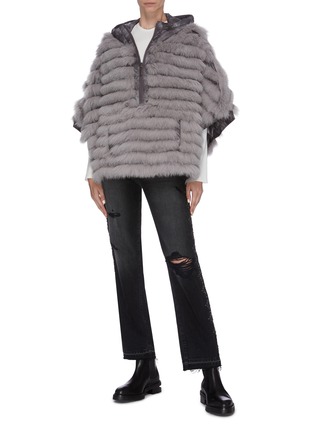 Figure View - Click To Enlarge - GEMMI - Reversible quilted hooded poncho