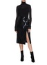 Figure View - Click To Enlarge - ZAID AFFAS - Front slit metallic pencil skirt