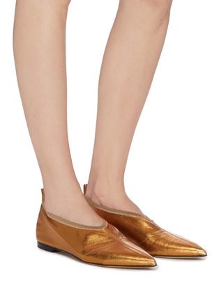 Figure View - Click To Enlarge - ALUMNAE - Sock knit cuff leather flats
