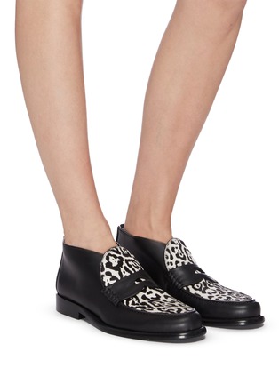 Figure View - Click To Enlarge - ALUMNAE - Leopard print panel leather ankle boots