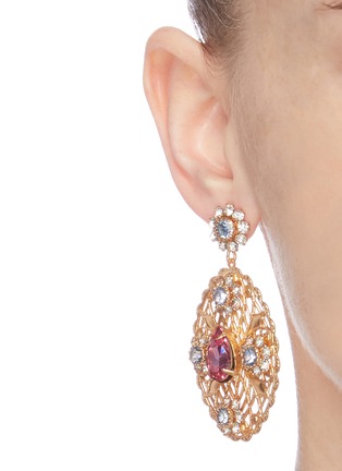 Figure View - Click To Enlarge - KENNETH JAY LANE - Glass crystal filigree drop earrings