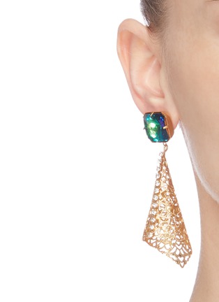 Figure View - Click To Enlarge - KENNETH JAY LANE - Glass crystal cone shaped drop earrings