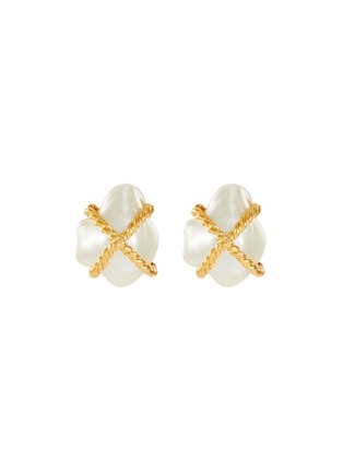 Main View - Click To Enlarge - KENNETH JAY LANE - 'X' nugget cultura pearl clip earrings