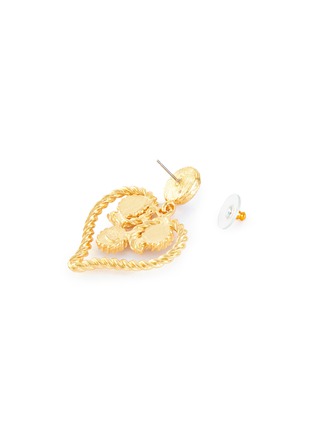 Detail View - Click To Enlarge - KENNETH JAY LANE - Faux pearl embellished heart -shaped doorknocker clip earrings