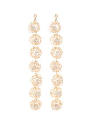 Main View - Click To Enlarge - KENNETH JAY LANE - Wire shell glass pearl core link drop earrings