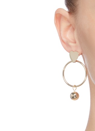 Figure View - Click To Enlarge - KENNETH JAY LANE - Heart top hoop ball drop earrings