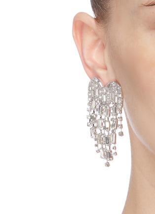Figure View - Click To Enlarge - KENNETH JAY LANE - Rhinestone embellished heart waterfall drop earrings