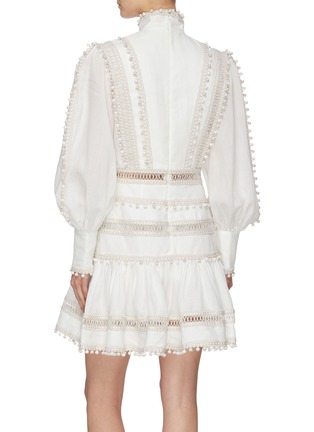 Back View - Click To Enlarge - ZIMMERMANN - 'Super Eight' corded bishop sleeves ramie mini dress