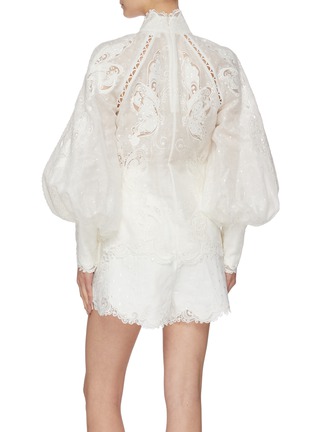Back View - Click To Enlarge - ZIMMERMANN - 'Super Eight' lace embroidered bishop sleeve shirt