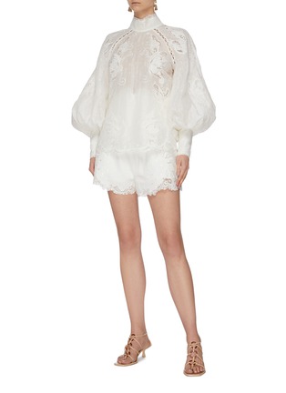 Figure View - Click To Enlarge - ZIMMERMANN - 'Super Eight' lace embroidered bishop sleeve shirt