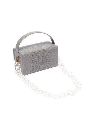 Detail View - Click To Enlarge - L'AFSHAR - 'Ida' small lizard embossed leather clear chain top handle box bag