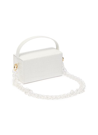 Detail View - Click To Enlarge - L'AFSHAR - 'Ida' small croc embossed leather clear chain top handle box bag