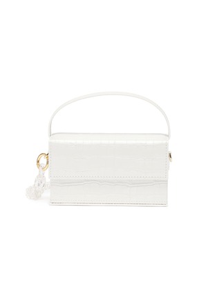 Main View - Click To Enlarge - L'AFSHAR - 'Ida' small croc embossed leather clear chain top handle box bag