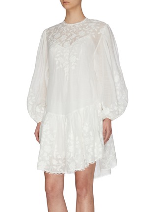 Detail View - Click To Enlarge - ZIMMERMANN - 'Zinnia' belted applique mini dress