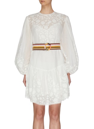 Main View - Click To Enlarge - ZIMMERMANN - 'Zinnia' belted applique mini dress