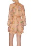 Back View - Click To Enlarge - ZIMMERMANN - 'Zinnia' plunge ruffle trim floral print playsuit