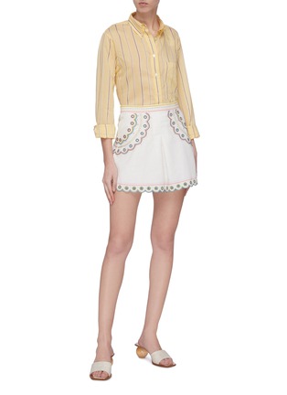 Figure View - Click To Enlarge - ZIMMERMANN - 'Peggy' graphic embroidered shorts