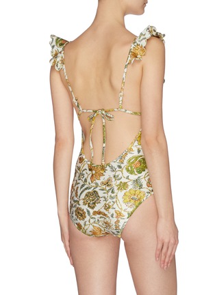 Back View - Click To Enlarge - ZIMMERMANN - 'Edie' frill floral print swimsuit