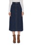 Main View - Click To Enlarge - ELLERY - 'Traffic' contrast stitch denim midi skirt
