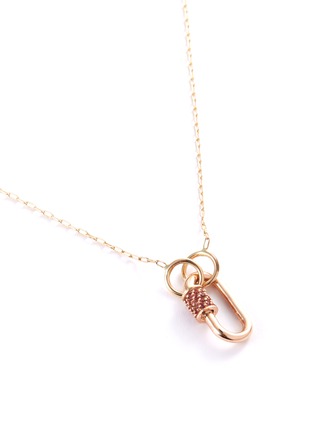Detail View - Click To Enlarge - MARLA AARON - Baguette' pink sapphire 14k rose gold baby lock