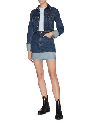 Figure View - Click To Enlarge - HELMUT LANG - Cropped roll up cuff denim jacket