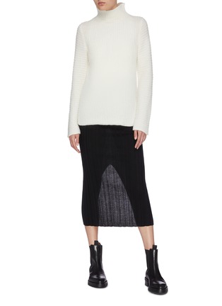 Figure View - Click To Enlarge - HELMUT LANG - Pleated sheer midi skirt