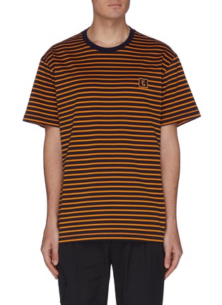Main View - Click To Enlarge - WOOYOUNGMI - Square logo patch stripe T-shirt