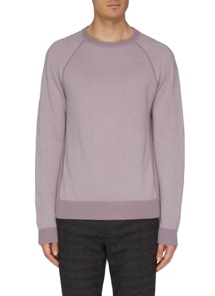 Main View - Click To Enlarge - VINCE - 'Birdseye' contrast border wool-cashmere sweatshirt