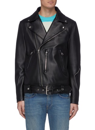 Main View - Click To Enlarge - ACNE STUDIOS - Asymmetric belt leather jacket