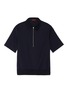 Main View - Click To Enlarge - BARENA - 'Argo Tela' contrast collar zip-up wool polo