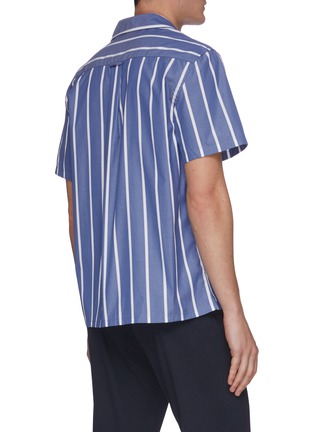 Back View - Click To Enlarge - DE BONNE FACTURE - Wide stripe cotton poplin shirt
