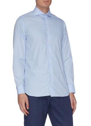 Front View - Click To Enlarge - LARDINI - Spread collar micro check cotton placket shirt