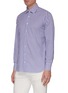 Front View - Click To Enlarge - LARDINI - Point collar stripe cotton shirt