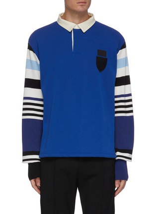 Main View - Click To Enlarge - NEIL BARRETT - Contrast stripe sleeves rugby polo