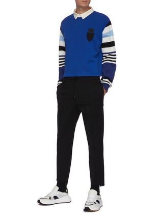 Figure View - Click To Enlarge - NEIL BARRETT - Contrast stripe sleeves rugby polo