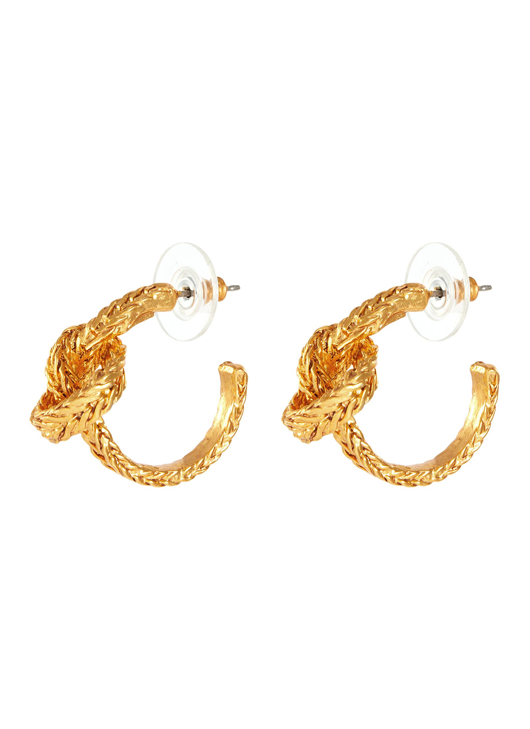 Click to view more detailed imagery on our partner's website Oscar De La Renta Small Braided Knot Hoop Earrings In Gold