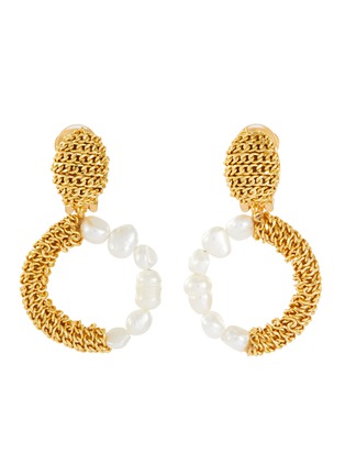Main View - Click To Enlarge - OSCAR DE LA RENTA - Glass pearl chain contrast hoop clip earrings