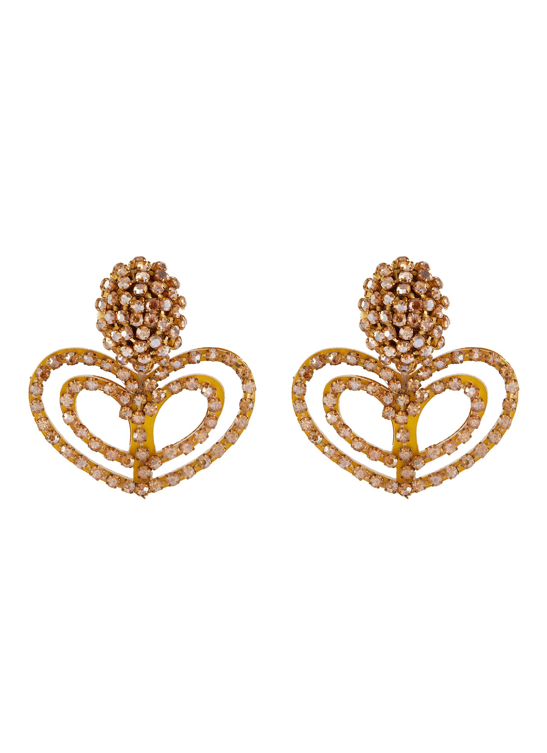 Click to view more detailed imagery on our partner's website Oscar De La Renta Loop Heart Embellished Earrings