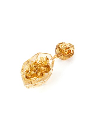 Detail View - Click To Enlarge - OSCAR DE LA RENTA - Gold flake nugget clear drop earrings