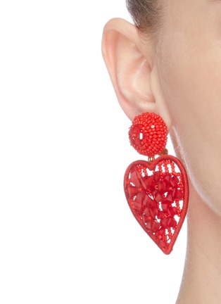 Figure View - Click To Enlarge - OSCAR DE LA RENTA - Embellished heart-shaped clip on earrings