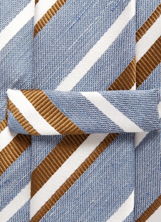 Detail View - Click To Enlarge - STEFANOBIGI MILANO - 'Regimental' stripe silk linen tie