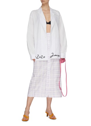 Figure View - Click To Enlarge - JACQUEMUS - Oversized logo embroidered placket shirt