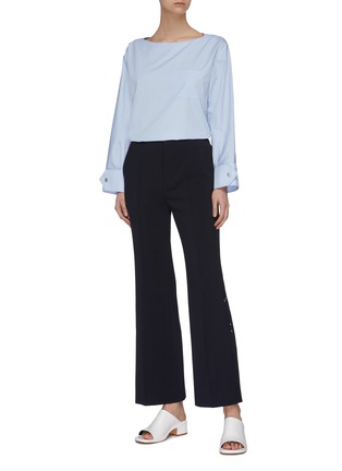 Figure View - Click To Enlarge - PORTSPURE - Snap Cuff Flared Pants